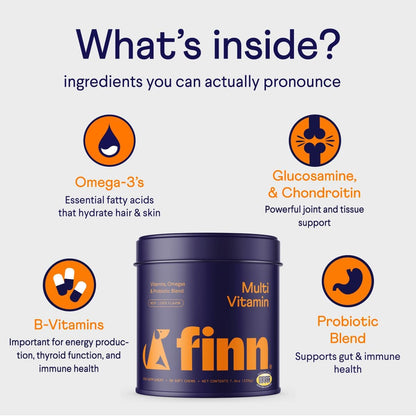 Finn All-in-1 Multivitamin for Dogs - Daily Multi with Probiotics, Omegas & Nutrients to Support