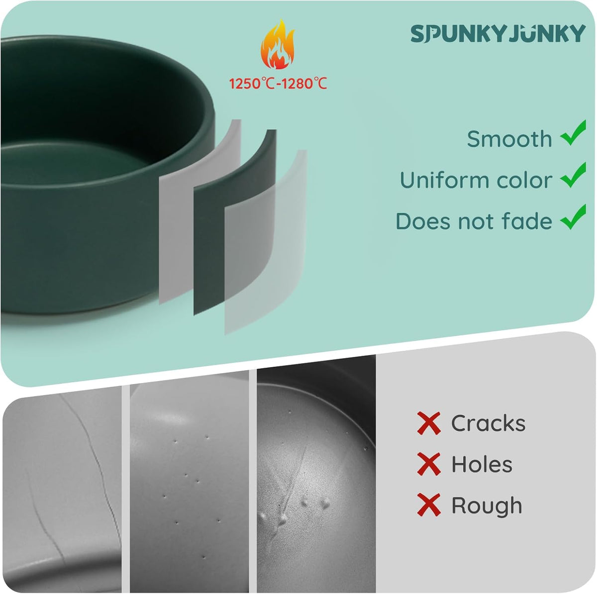 SPUNKYJUNKY Ceramic Dog and Cat Bowl Set with Wooden Stand, Modern Cute Weighted Food Water Set for