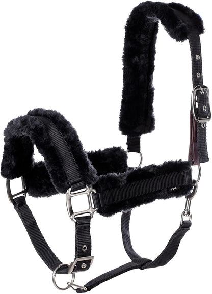 Equinavia Valkyrie Soft Ultra Fleece Padded Adjustable Breakaway Horse Halter - Black/Black