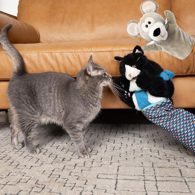 Mouse and Cat Wrestling Toy Puppet, Wrestler Play Doll Glove, Animal Arm Hand Funny Interactive