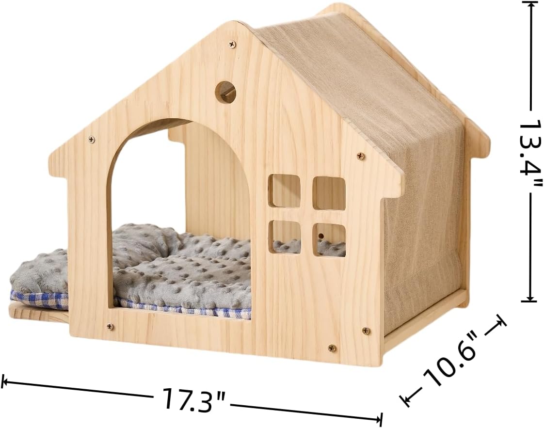 SHENGOCASE Natural Wood Cat Wall Shelves Bed, 2-Pack, Wall-Mounted Box House Perch, Cat Condo