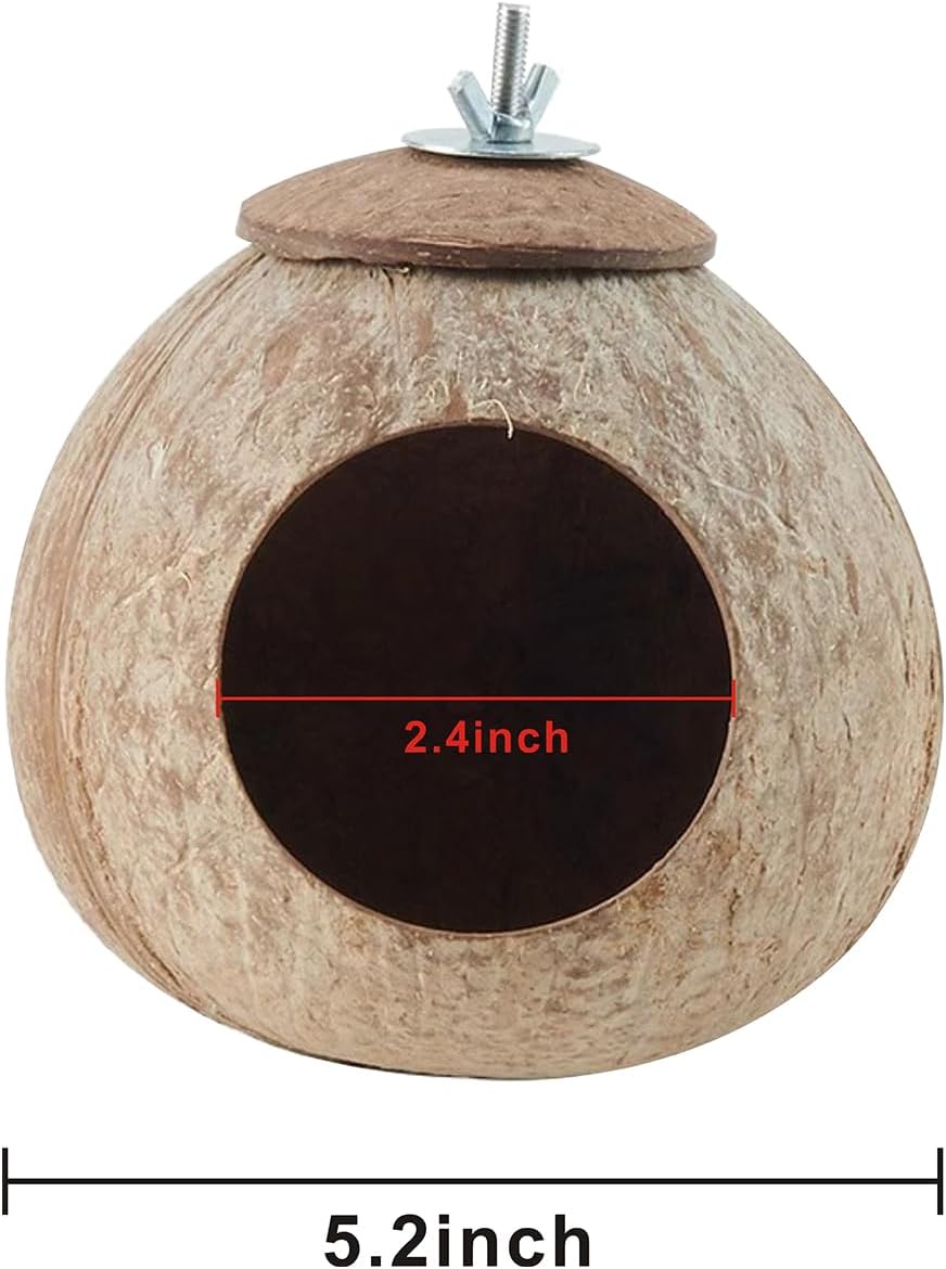 Bird Nest for Cage Natural Coconut Shell Birds House 2 Pack Parakeet Hide Breeding Hut Bird Cage