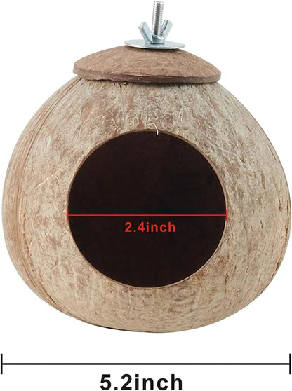 Bird Nest for Cage Natural Coconut Shell Birds House 2 Pack Parakeet Hide Breeding Hut Bird Cage