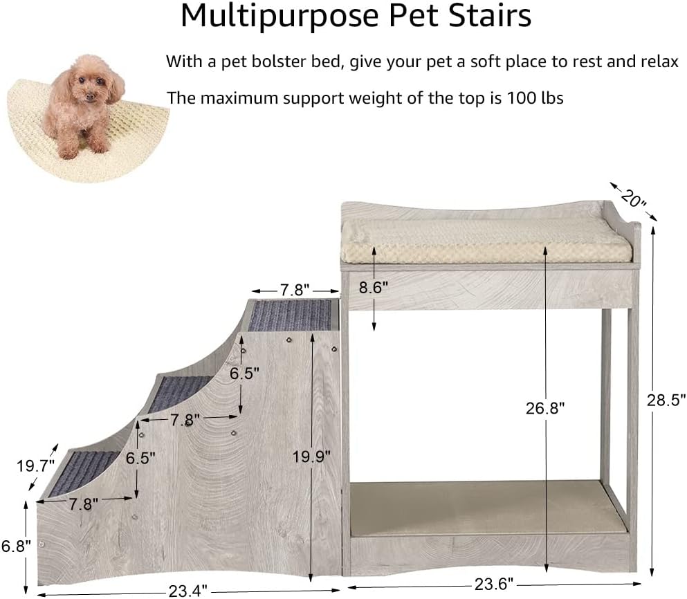 unipaws Pet Bunk Bed with Removable Step for Dogs and Cats, Multi-Level Bed Window Perch Seat