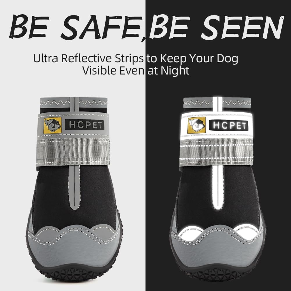 Hcpet Dog Shoes for Large Dogs, Waterproof Dog Booties for Small Medium Dogs, Anti-Slip Dog Boots &