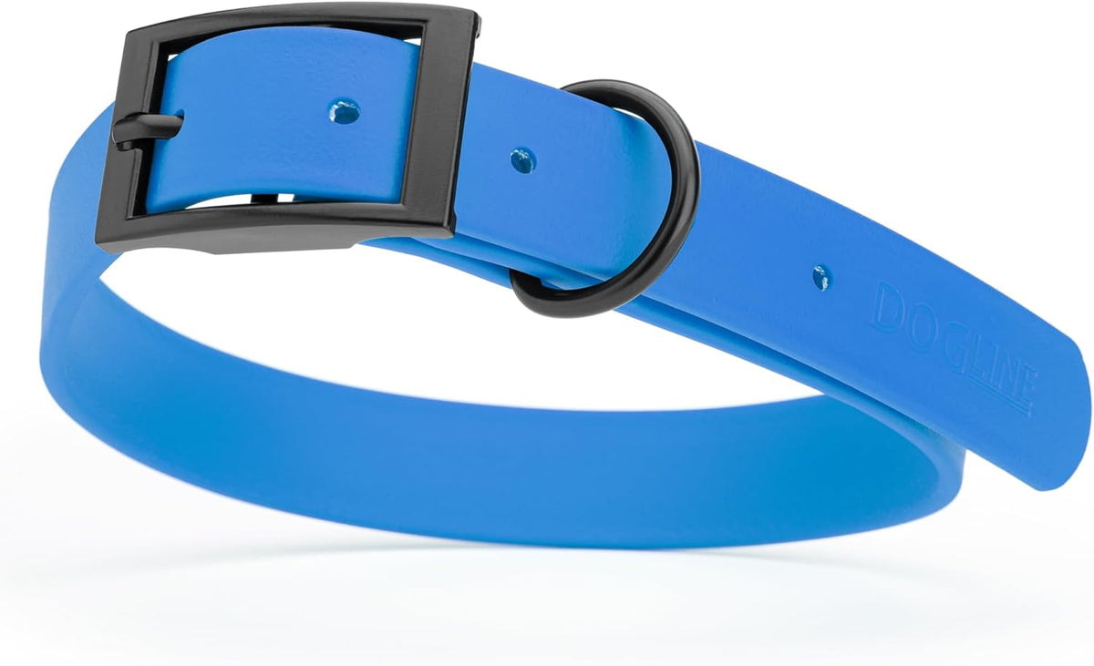 Dogline Biothane Waterproof Dog Collar Strong Coated Nylon Webbing with Black Hardware Odor- Proof