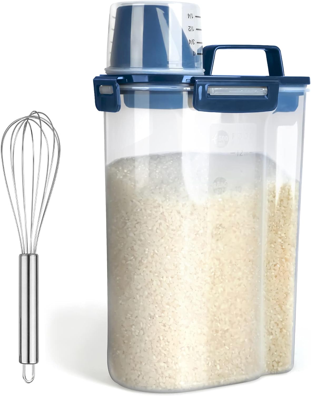 Rice Airtight Dry Food Storage Containers, BPA Free Plastic Storage Bin Dispenser with Pourable