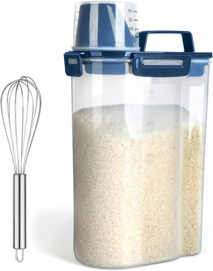 Rice Airtight Dry Food Storage Containers, BPA Free Plastic Storage Bin Dispenser with Pourable