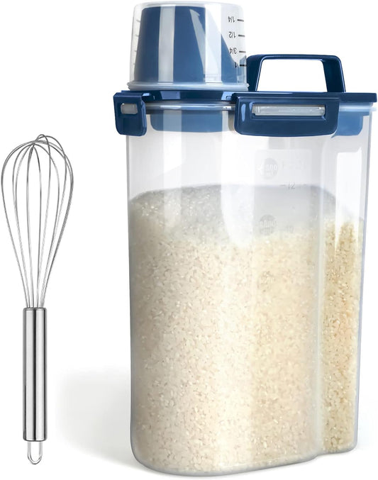Rice Airtight Dry Food Storage Containers, BPA Free Plastic Storage Bin Dispenser with Pourable