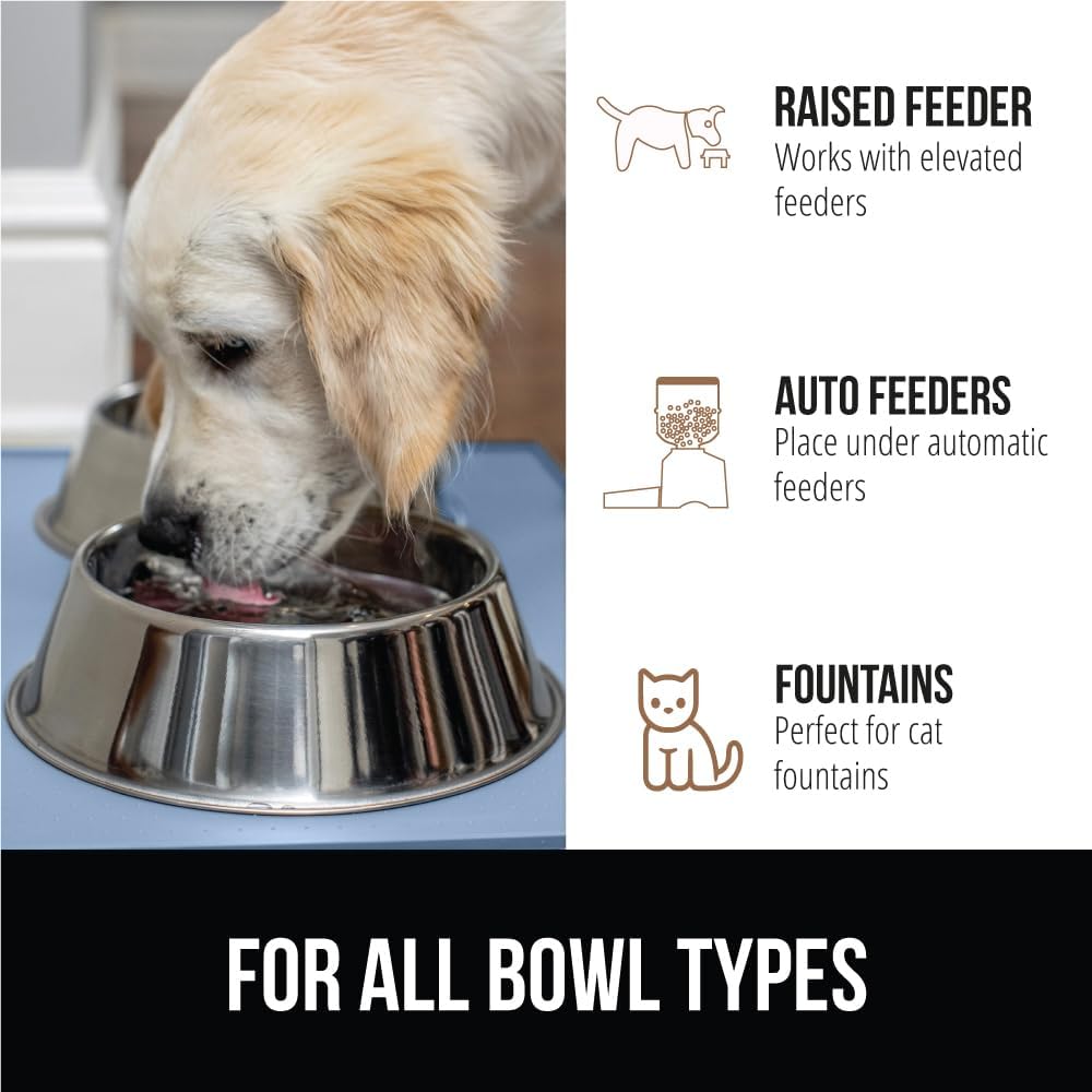 GORILLA GRIP 100% Waterproof Raised Edge BPA Free Silicone Pet Feeding Mat, Dog Cat Food Mats