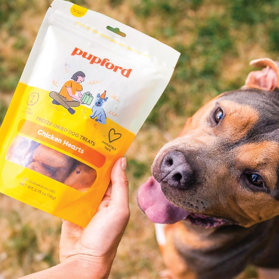 Pupford Freeze Dried Chicken Hearts Treat for Dogs & Puppies - Healthy, Natural, Single Ingredient