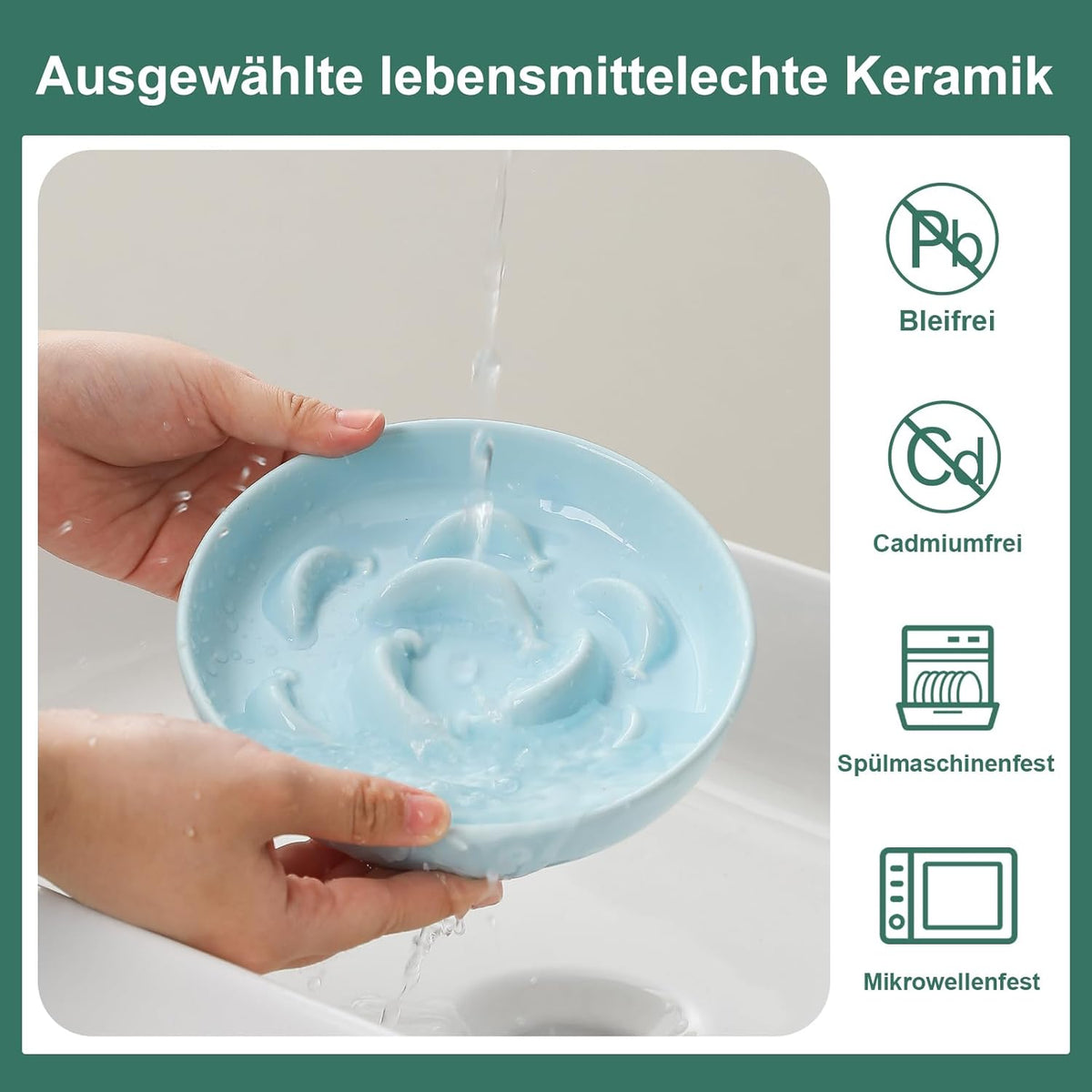 Ceramic Cat Slow Feeder Bowl - Pastel Series Cat Plate for Dry and Wet Food - Cute Maze Feeder Dish