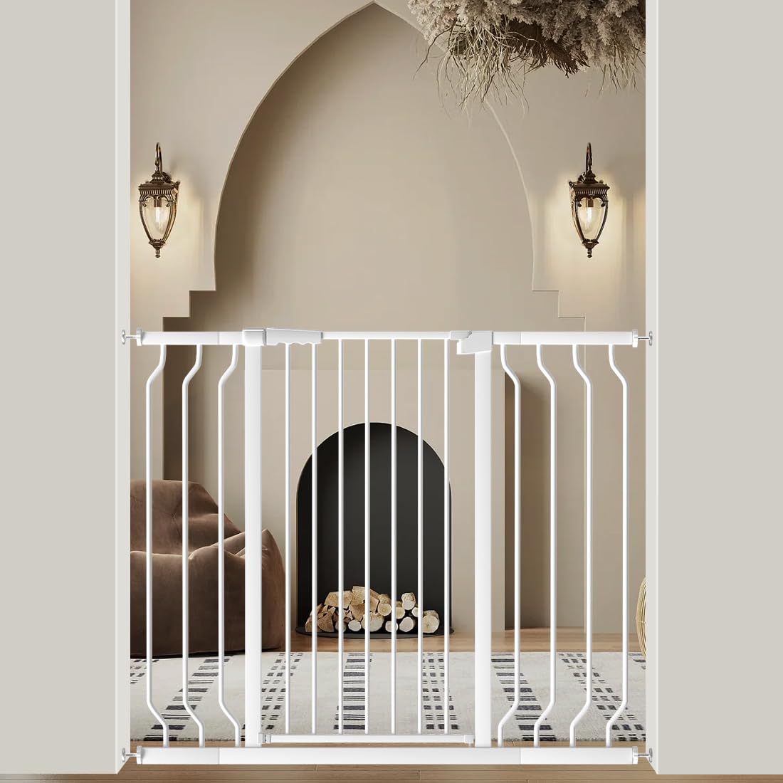 WAOWAO Extra Tall 40.55" Baby Gate 29.92-46.85" Wide Pressure Mounted Walk Through Swing Auto Close