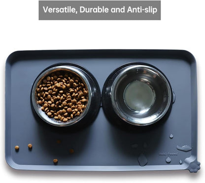 Hoki Found -Waterproof Pet Feeding Mats with High Lips - Multiple Size and Colors for Dogs, Cats &