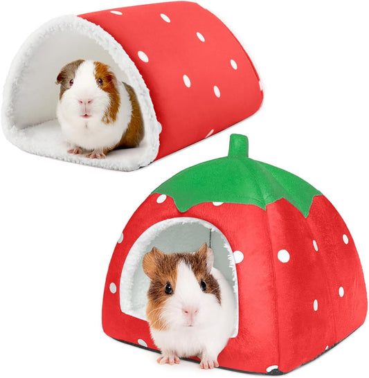 Guinea Pig Hideout with Tunnel, Washable Chinchilla House Bed, Fleece Hideaway, Enrichment Toys