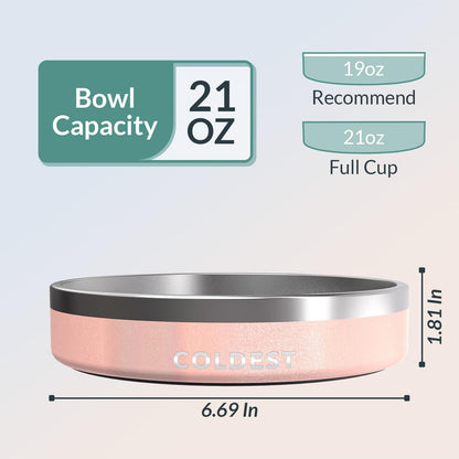 Coldest Dog Bowl - Anti Rust Metal, Non Slip, 3 Layers Insulated Stainless Steel Dog Bowls - Spill