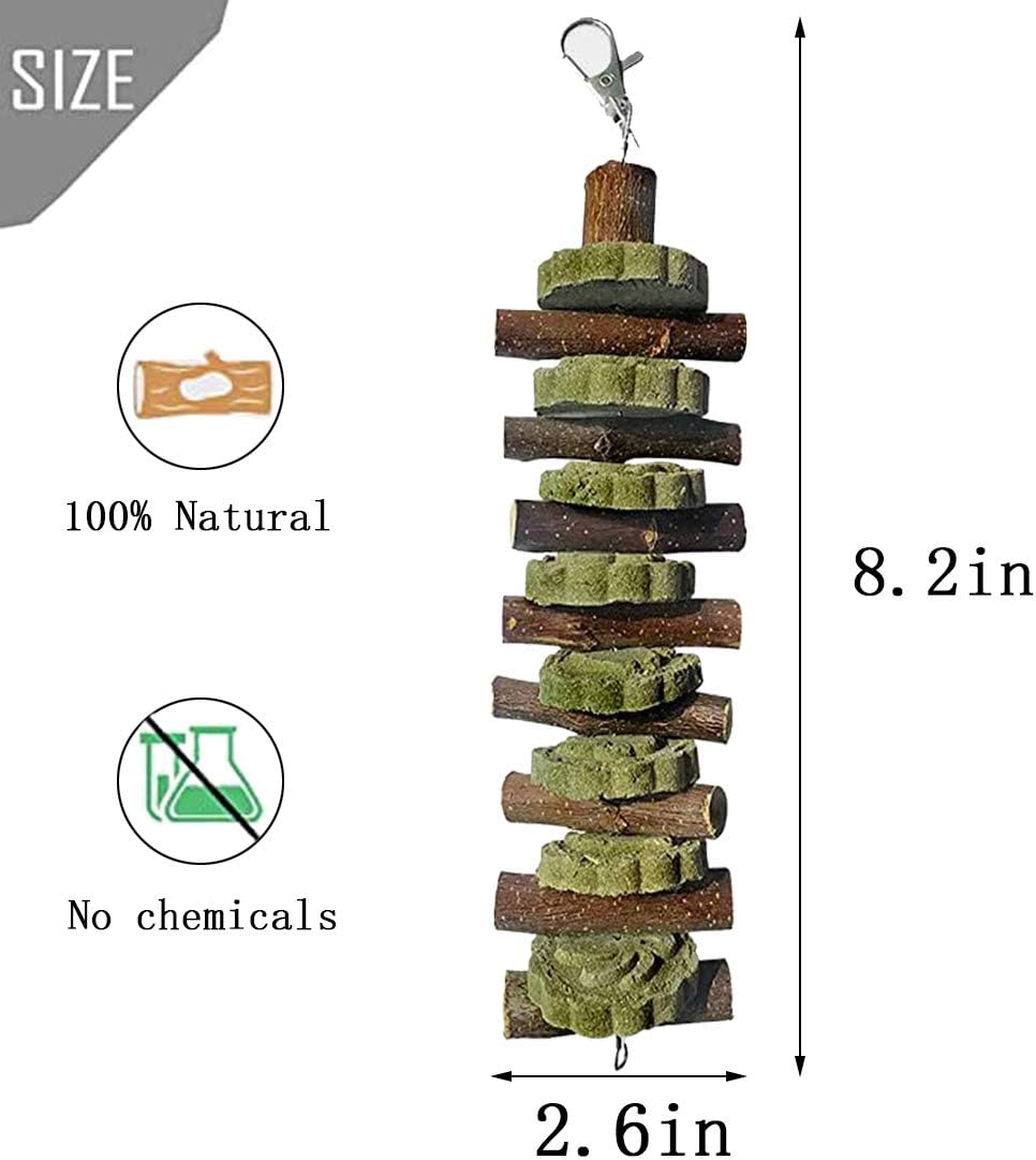 PINVNBY Bunny Chew Toys for Teeth Natural Organic Fruitwood Rabbits Cage Molar Sticks for