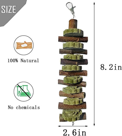 PINVNBY Bunny Chew Toys for Teeth Natural Organic Fruitwood Rabbits Cage Molar Sticks for
