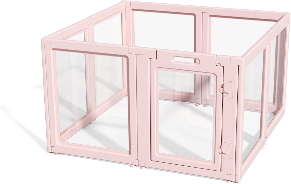 DIY Clear Acrylic Dog Playpen House,Quick Easy Assembly and Disassembly,Strong Floor Suction,Indoor