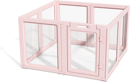 DIY Clear Acrylic Dog Playpen House,Quick Easy Assembly and Disassembly,Strong Floor Suction,Indoor