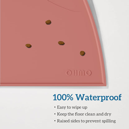OHMO - Cat Food Mat, Silicone Pet Feeding Mat for Floor Non-Skid Waterproof Dog Water Bowl Tray