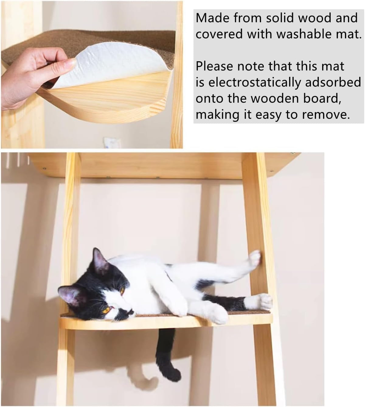 Modern 70“ Tall 6 Level Leaning Cat Climbing Ladder Tree Tower Condo with Large Perch Platform for