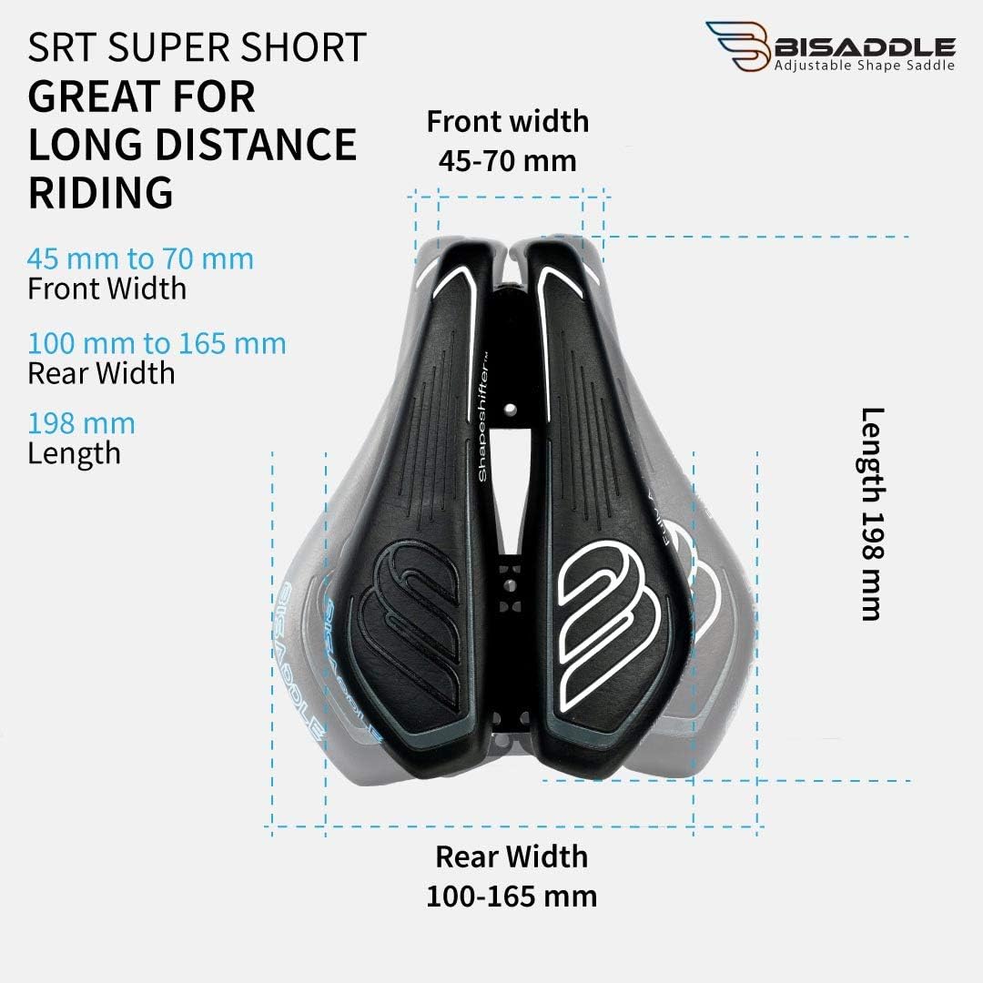 SRT Super Short Noseless Pain-Free Adjustable Bicycle Saddle Black with Titanium Rails Custom Fit