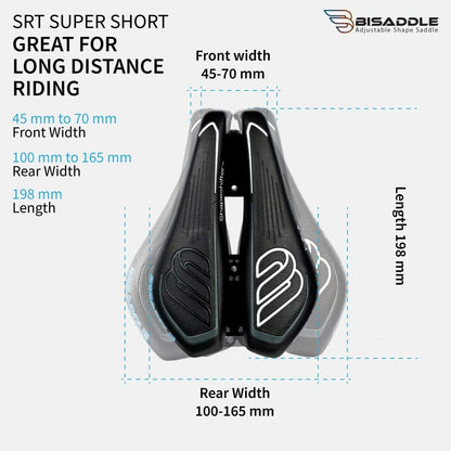 SRT Super Short Noseless Pain-Free Adjustable Bicycle Saddle Black with Titanium Rails Custom Fit