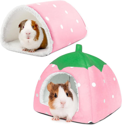 Guinea Pig Hideout with Tunnel, Washable Chinchilla House Bed, Fleece Hideaway, Enrichment Toys