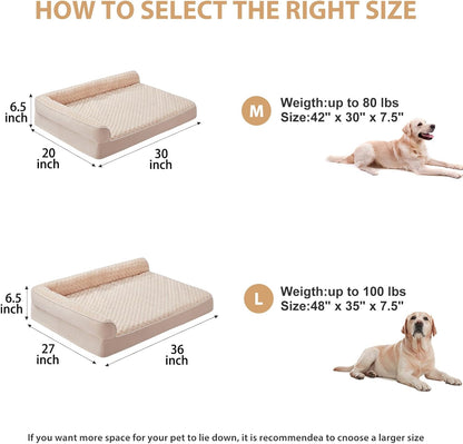 BFPETHOME Orthopedic Dog Beds for Large Dogs-Waterproof Sofa Dog Bed with Removable Washable Cover