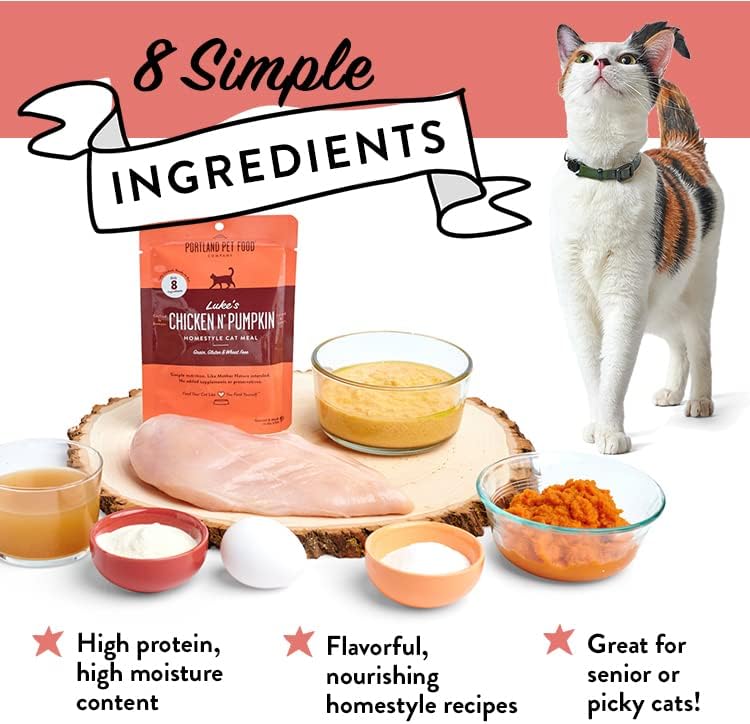 Portland Pet Food Company Human-Grade Mixed Variety Pack Wet Cat Food Pouch Luke's Chicken N'
