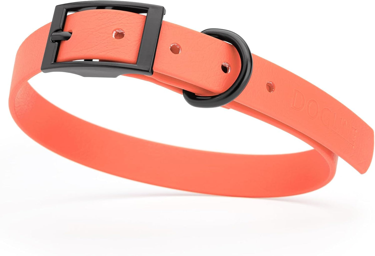 Dogline Biothane Waterproof Dog Collar Strong Coated Nylon Webbing with Black Hardware Odor- Proof