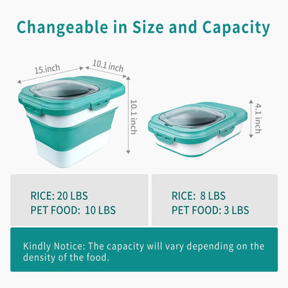 Rice Storage Container, Collapsible Airtight Food Storage Containers 6-20 Lbs, Rice Dispenser with