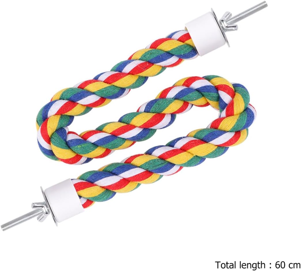 Colorful Bird Rope Perch Stand, Birdcage Swing Spiral Toys, Bird Bungee Rope Perches Toys Cage