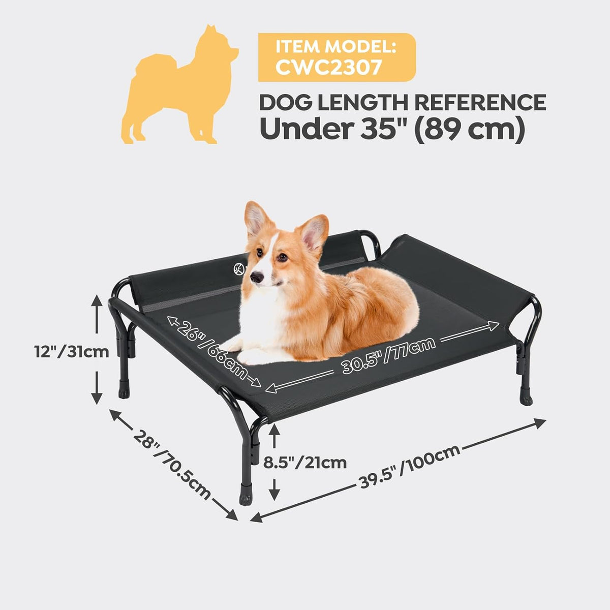 Veehoo Cooling Elevated Dog Bed, Raised Pet Cot with Guardrail & Slope Headrest, Durable Breathable