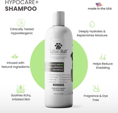 Lillian Ruff Calming Oatmeal Pet Shampoo for Dry Skin & Itch Relief with Aloe & Hydrating Essential