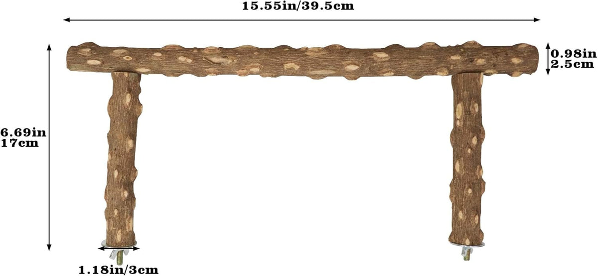 Large Natural Pepper Wood Parrot Stand Branch, Wooden Perch for Parakeet Cockatiels Conures