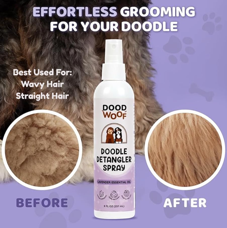 Dog Detangler Spray Dematting for Doodle - Natural Dog Leave in Conditioner Spray for Grooming and