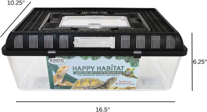 Happy Habitat (Large) - Ventilated Enclosure & Breeder Box - for Live Feeder Insects, Reptiles