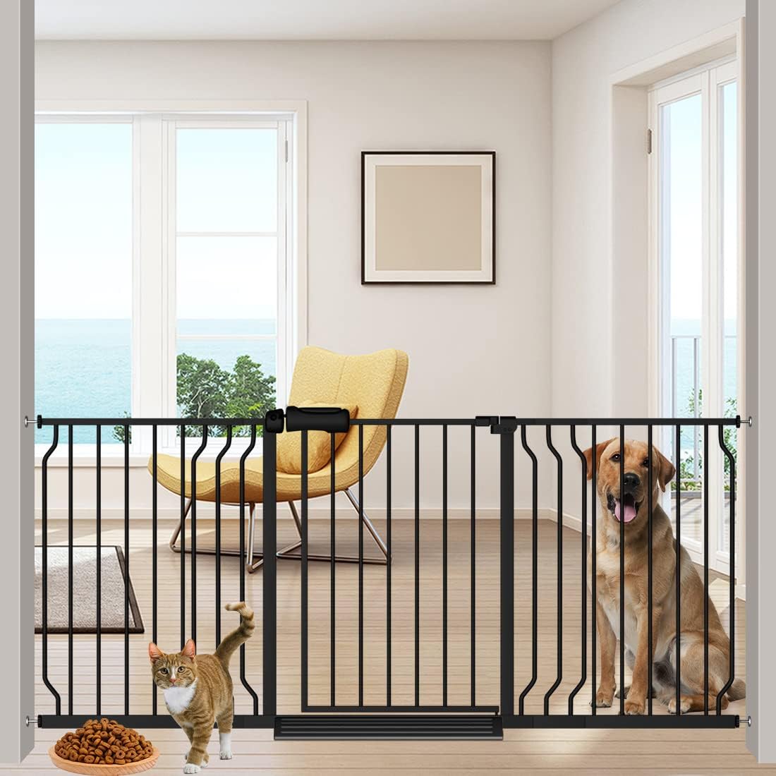 Extra Wide Baby Gate 67-71.5 Inch Wide Walk Through Pressure Mounted Auto Close Large Long Tension