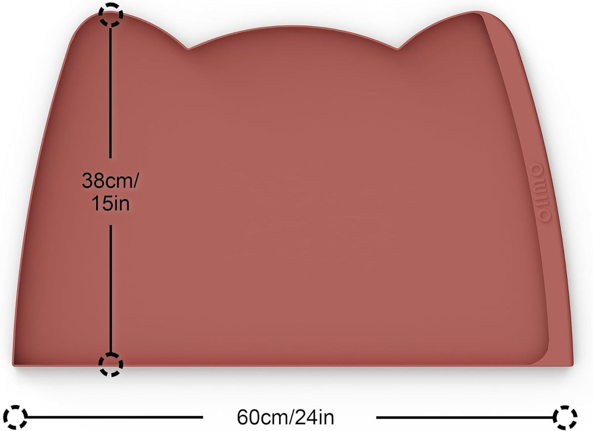 OHMO Dog Food Mat(Erythrinus, 24 * 15'') w/Residue Collection Pocket Silicone Pet Feeding Mat for