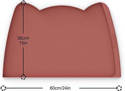 OHMO Dog Food Mat(Erythrinus, 24 * 15'') w/Residue Collection Pocket Silicone Pet Feeding Mat for