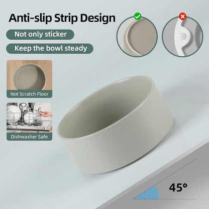 Ceramic Raised Double Bowls Set with Stand, 2 Heights Elevated, Food & Water Bowls for Small Breed