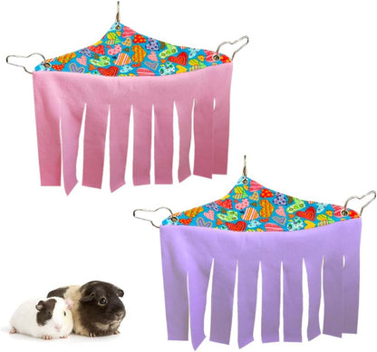 RIOUSSI Guinea Pig Hideout Hideaway Corner Fleece Toys Cage Accessories with Reversible Sides