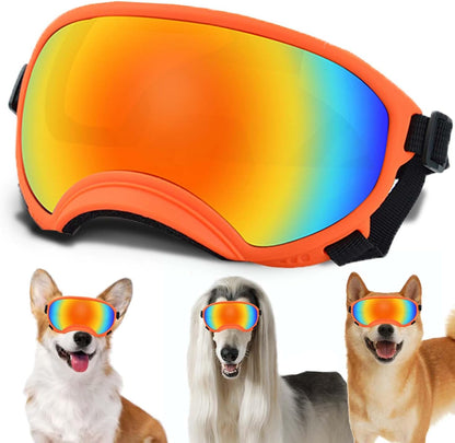Medium Dog Sunglasses with Adjustable Strap UV Protection, Winproof Dog Puppy Sunglasses, Suitable