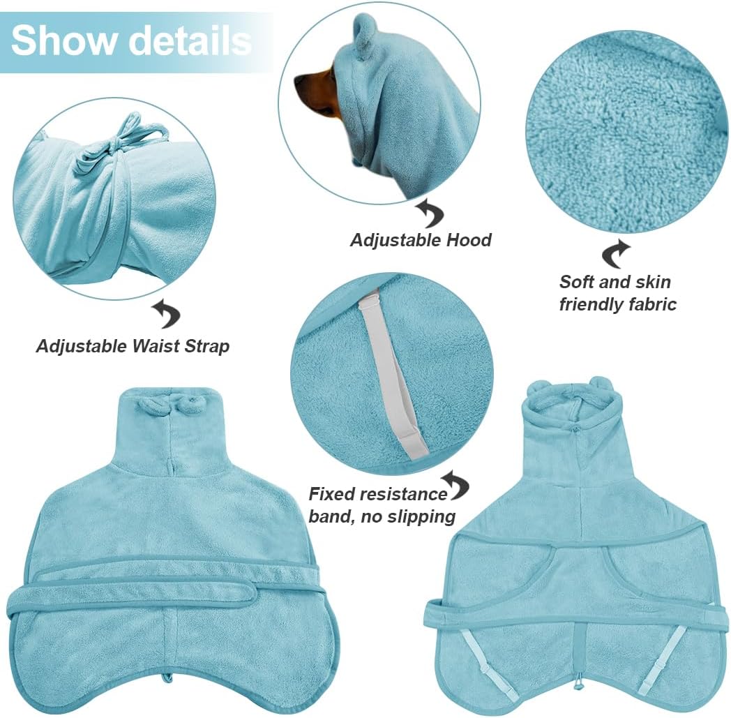 Medium to Large Size Dog Bathrobe, Quick Drying Super Absorbent Used for After Bathing, Warm Dog