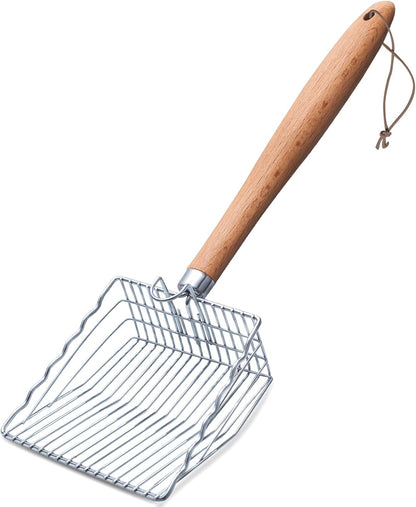 Cat Litter Scoop, Kitty Metal Scooper with Hook and Long Hole, Stainless Steel Kitten Poop Lifter
