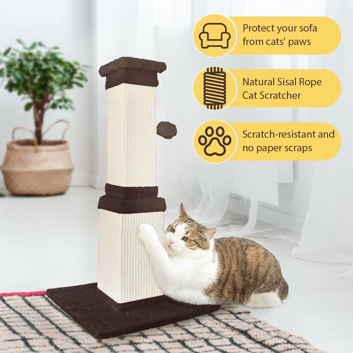 AGYM Cat Scratching Post, 32 Inch Cat Scratch Post for Cats and Kittens, Protect Your Furniture and