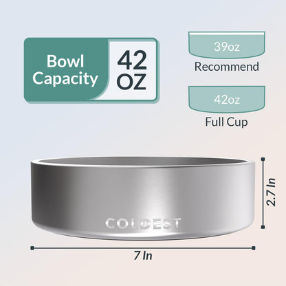 Coldest Dog Bowl - Anti Rust Metal, Non Slip, 3 Layers Insulated Stainless Steel Dog Bowls - Spill