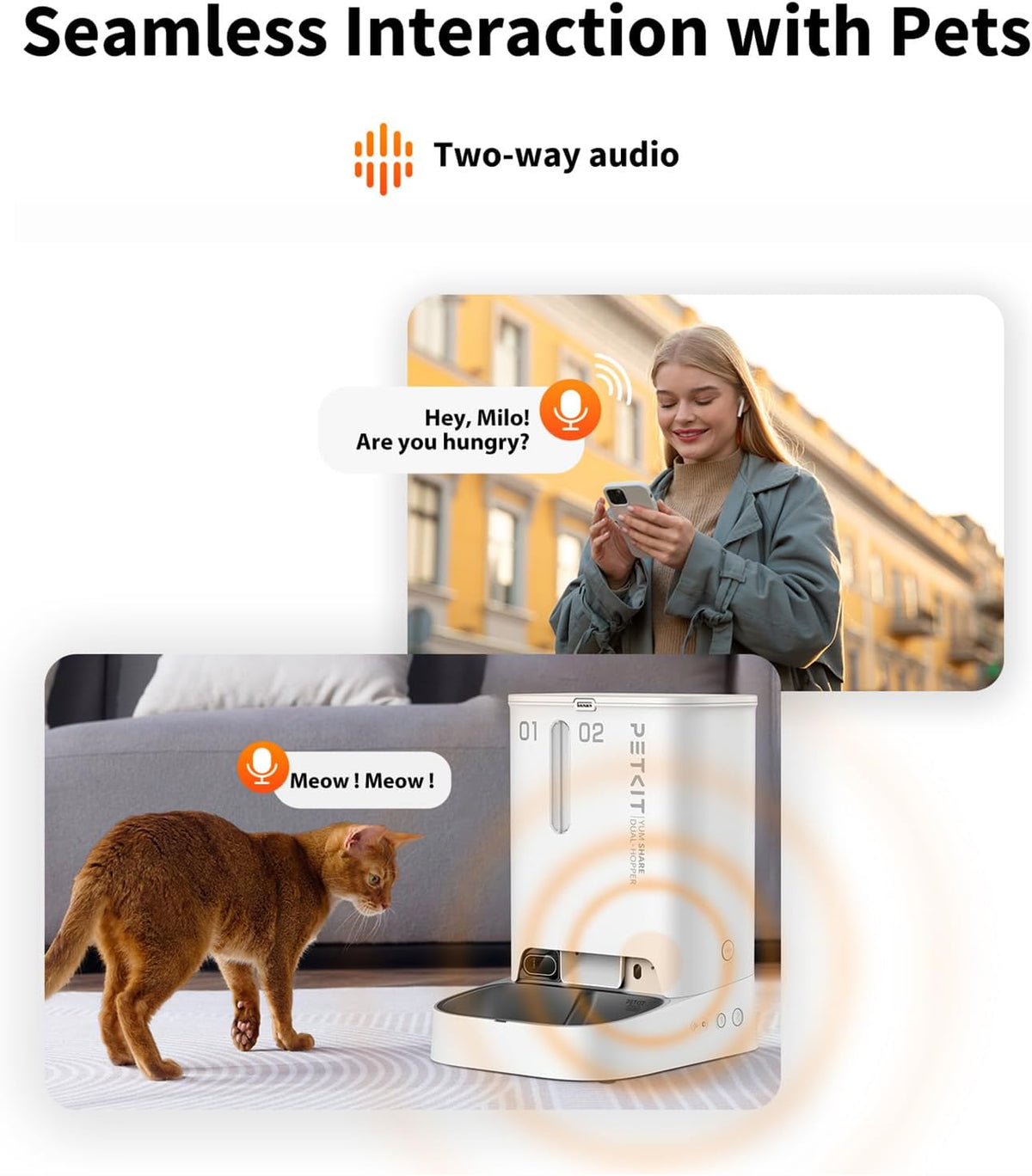 PETKIT Automatic Cat Dog Feeder with Camera, AI-Powered Motion Capturing, 1080P HD Video with Night